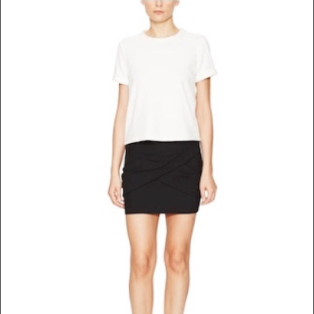 Maje crossover mini skirt in black, with pockets!